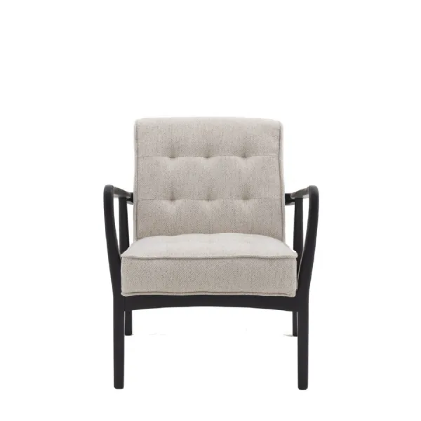 Black Oak Frame Armchair With Natural Linen