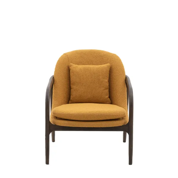 Yellow Dark Wood Frame Armchair