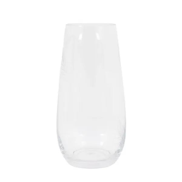 Glass Feather Etched Vase