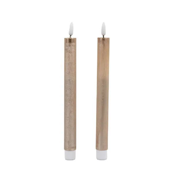 LED Dinner Candle (Set of 2) Gold 23x23x25mm