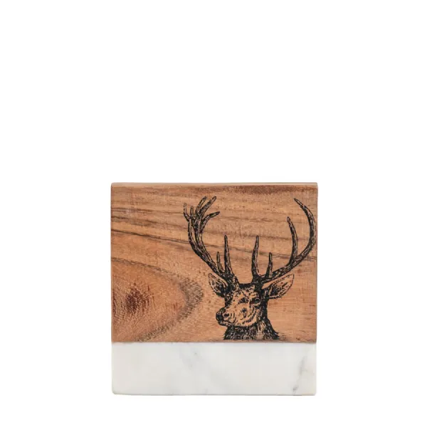 Stag Coasters White Marble (Set of 4) 100x100x15mm