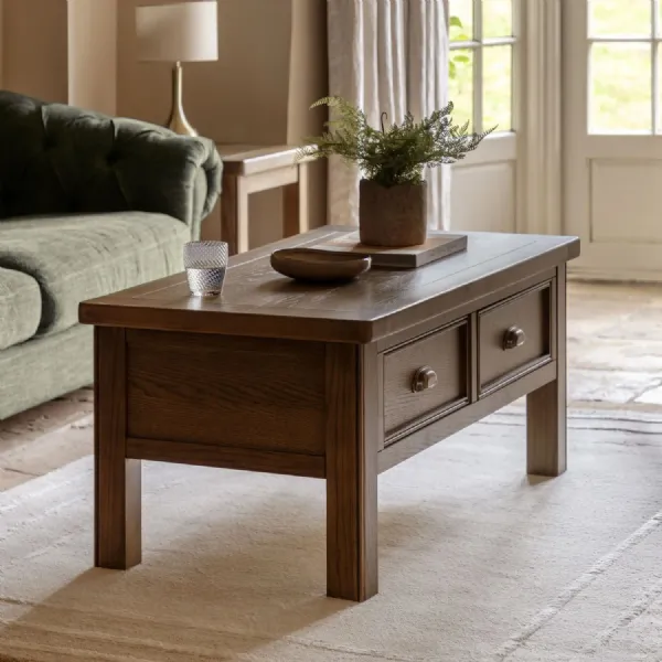 Natural Oak 2 Drawer Coffee Table