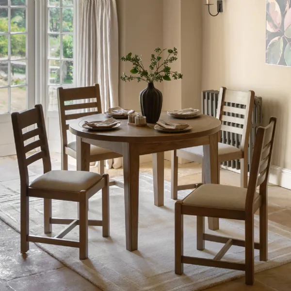 Natural Oak Round Extending Dining Table 110 to 145cm