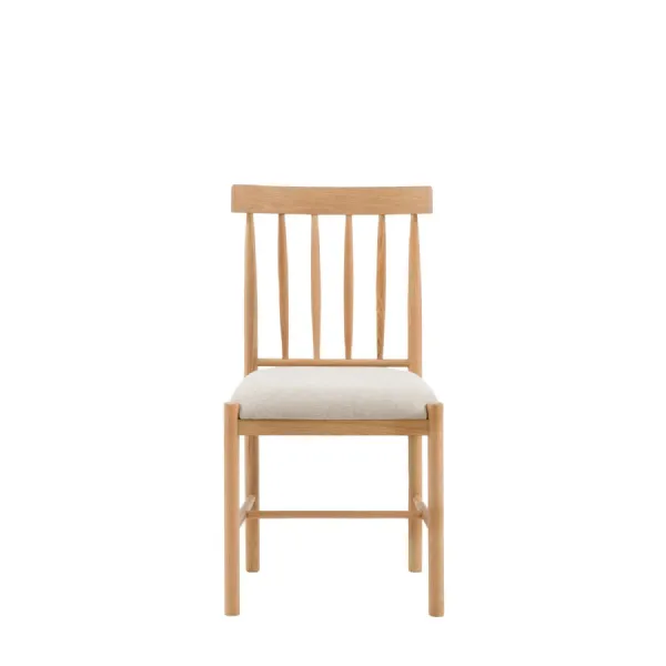 Natural Oak Farmhouse Style Dining Chair with Padded Seat