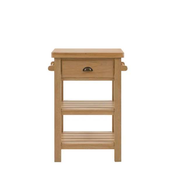 Natural Oak 1 Drawer Butchers Block with Open Shelves