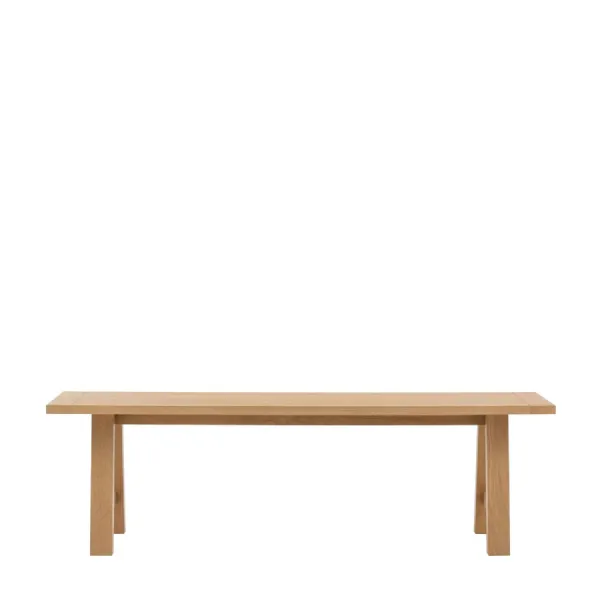 Natural Oak Large Trestle Dining Bench Angled Legs 150cm