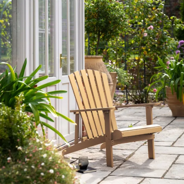 Pastry Wooden Outdoor High Back Lounge Chair with Wide Arms