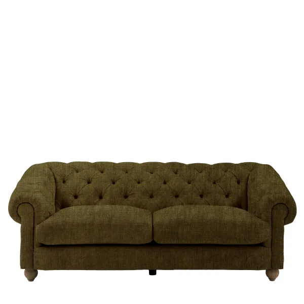 Celine Olive Fabric 3 Seater Buttoned Back Chesterfield Sofa