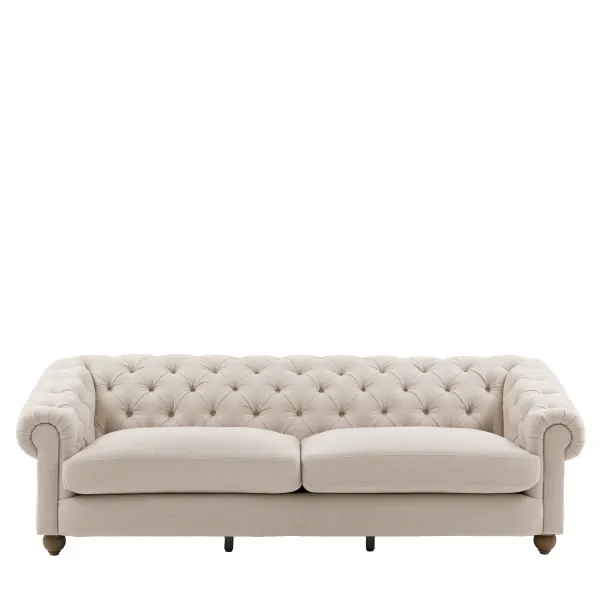Willow Dusty Fabric 4 Seater Buttoned Back Chesterfield Sofa