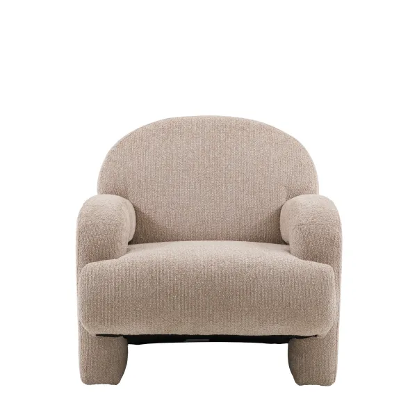 Mikah Wicker Fabric Armchair with Curved Retro Design