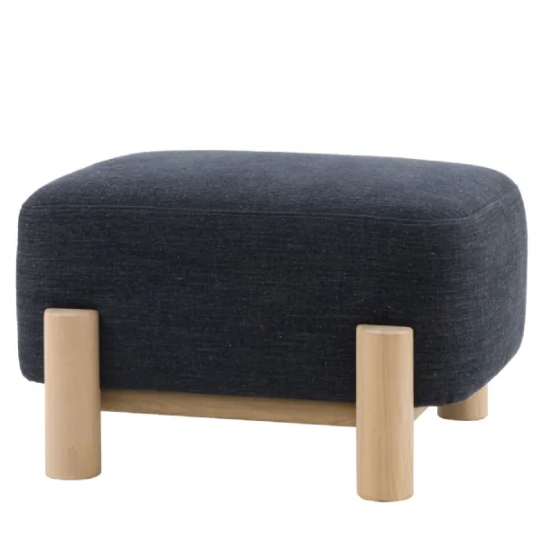 Willow Pacific Fabric Small Footstool with Light Wood Legs