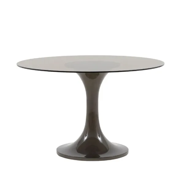 Retro Brown Glass 1.2m Round Dining Table Fluted Base