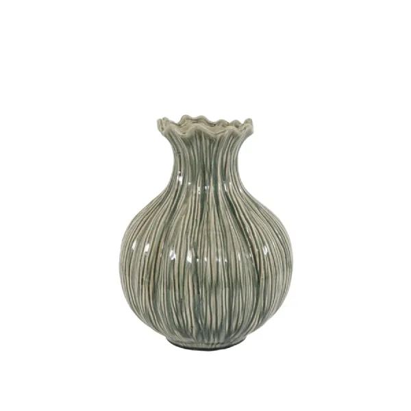 Aven Glazed Vase Fennel Green