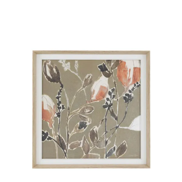 Graceful Stems and Petals Floral Large Wall Art Wooden Frame