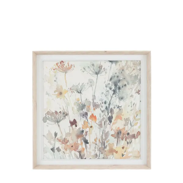Wild Flowers Hand Painted Canvas Portrait Wall Art Oak Frame