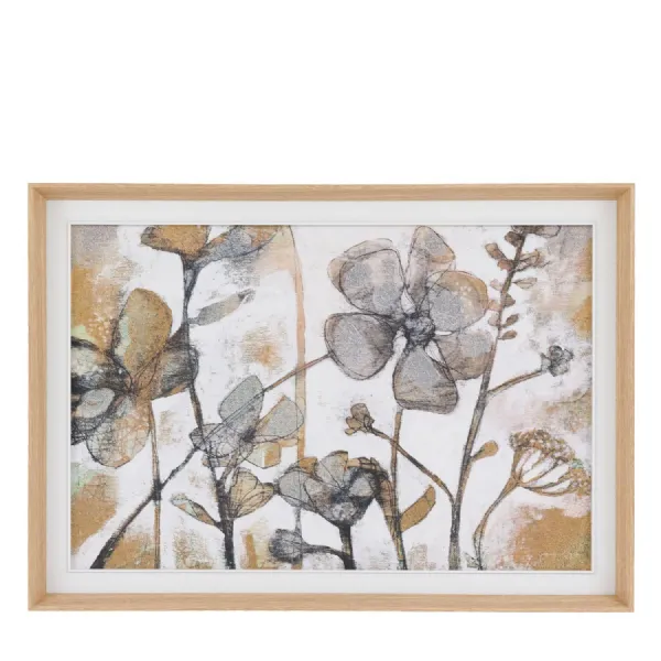 Beige Grace of Nature Canvas Wall Art with Oak Frame