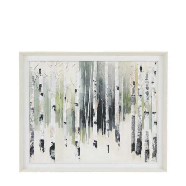 Silver Birch Trees Canvas Portrait Artwork White Framed