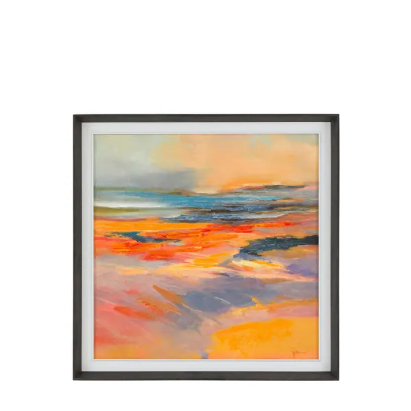 Orange Nature Hand Painted Canvas Wall Art Black Framed