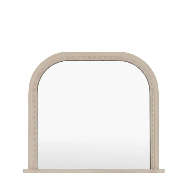 Washed Grey Wood Overmantle Mirror with Beadwork Detailing