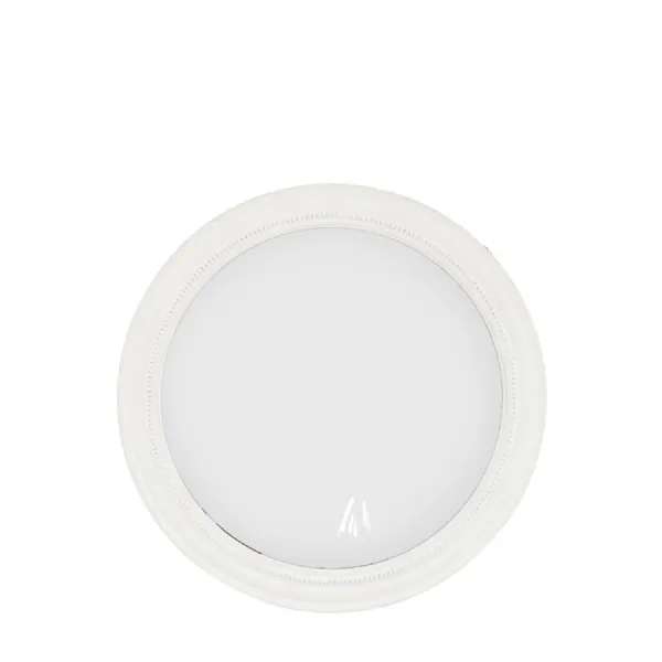 White Wooden Round Wall Mirror Beadwork Detailing