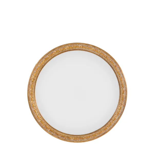 Gold Grey Leaf Wooden Round Wall Mirror 80cm