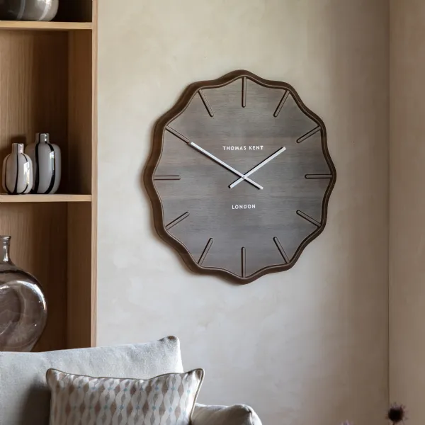 Dark Cedar Wave Design 28in Wall Clock Wooden Face