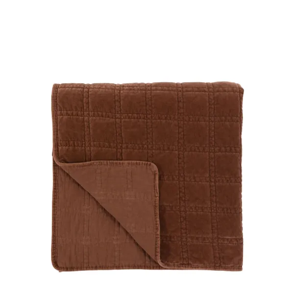 Velvet Quilted Bedspread Rust