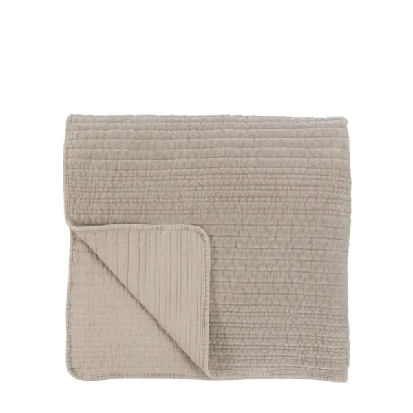 Cotton Velvet Stitched Bedspread Taupe