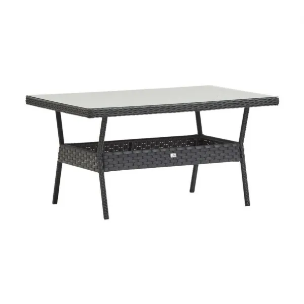 Homely Rattan Glass Top Dining Table in Grey