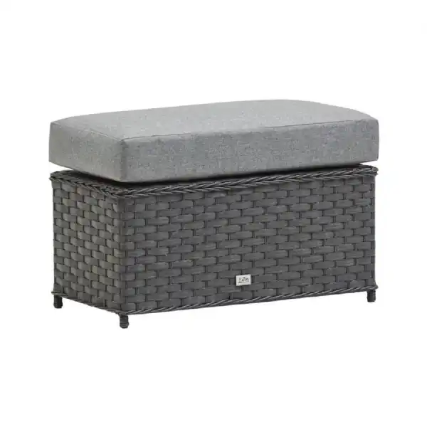 Homely Rattan Rectangular Stool in Grey