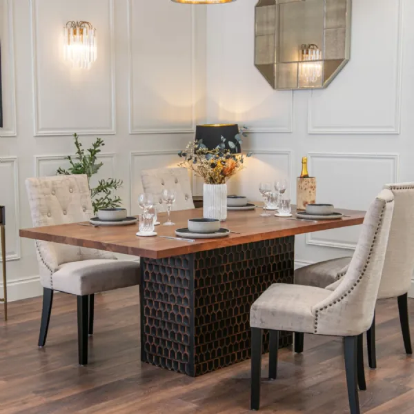 Weathered Dark Teak And Wood 200cm Large Dining Table