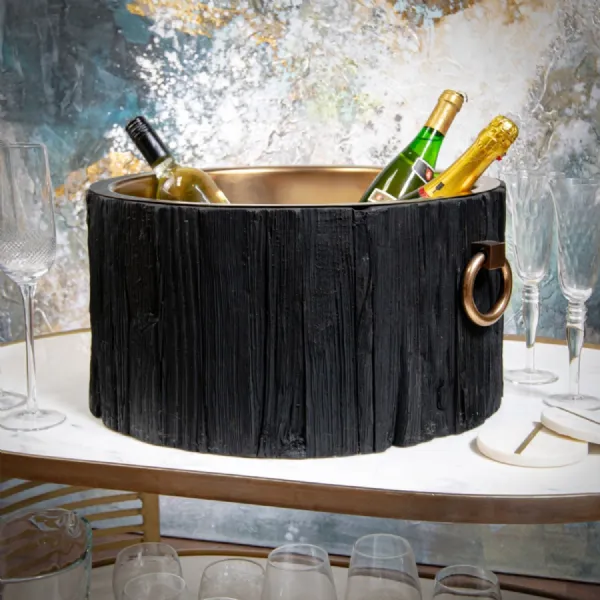Charcoal Wooden Drinks Tub with Brushed Handles