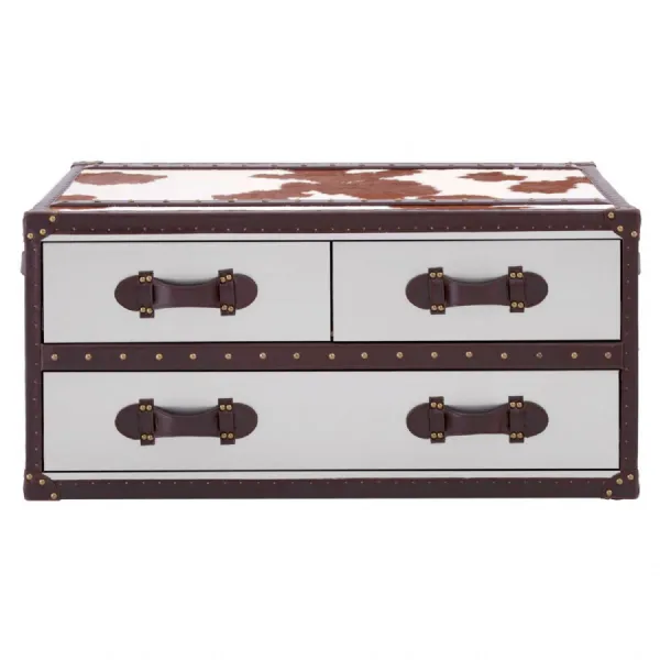 Brown And White Cowhide Coffee Table