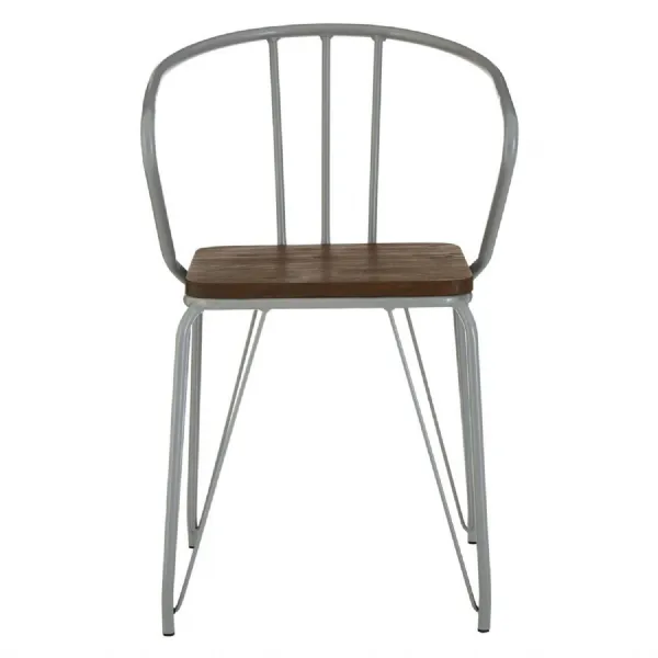Soft Industrial Grey Metal Dining Chair