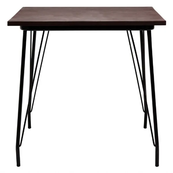 Soft Industrial Black Metal Square Dining Table