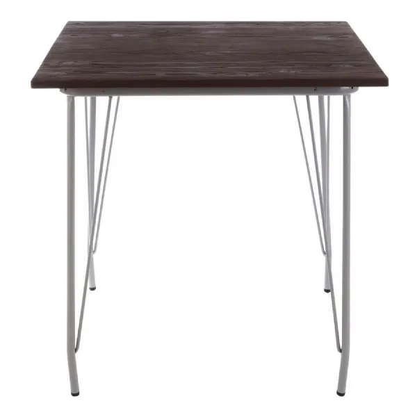 Soft Industrial Grey Metal Square Dining Table