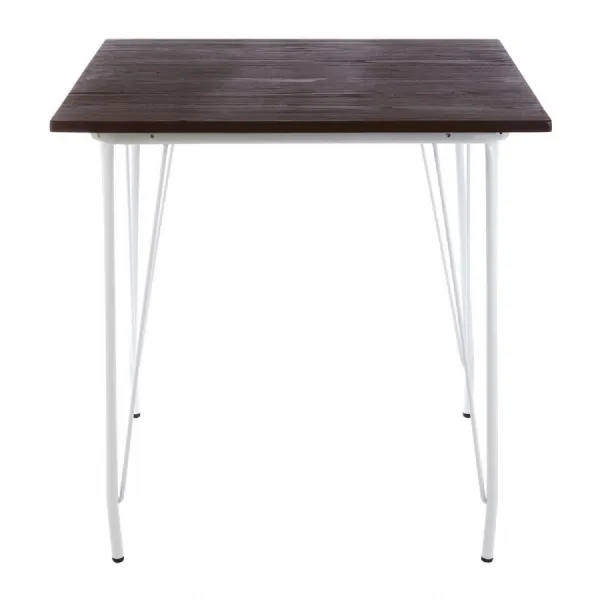 Soft Industrial White Metal Square Dining Table