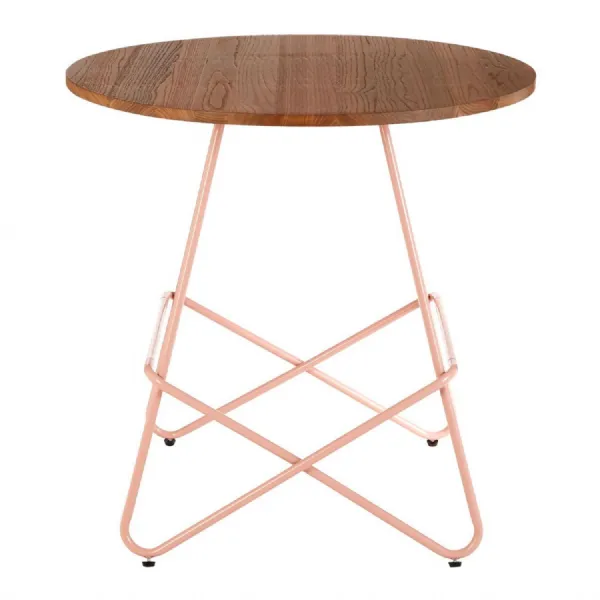 Soft Industrial Pink Metal Round Dining Table