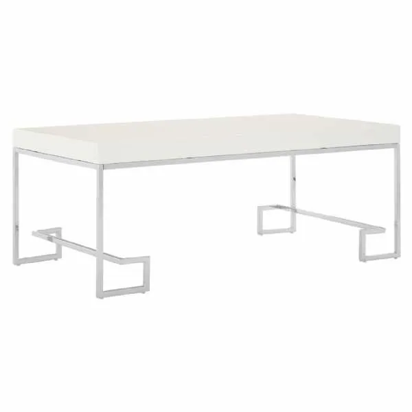 Modern White High Gloss Coffee Table Chrome Steel Legs