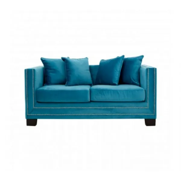 Turquoise Modern Studded Sofa 2 Seat
