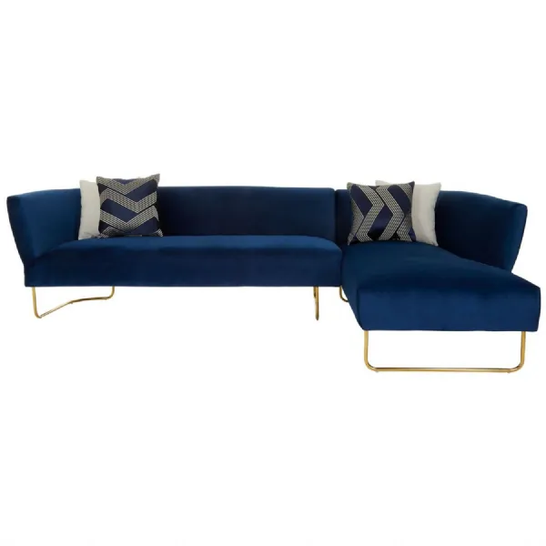 Renee Dark Blue Velvet Corner Sofa