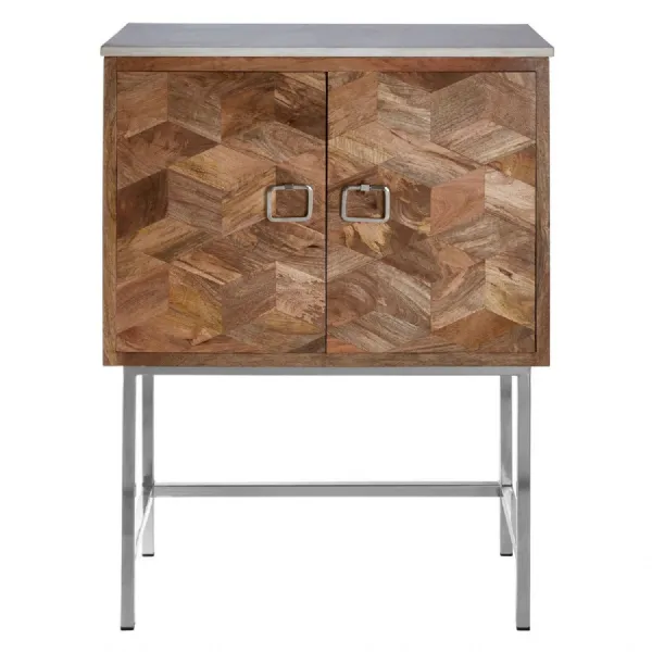 Geometric Mango Wood Side Cabinet