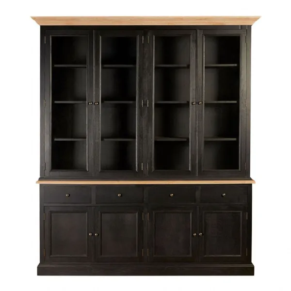 Lyon 4 Drawer Black Oak Bookcase