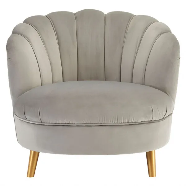 Wide Grey Art Deco Accent Chair