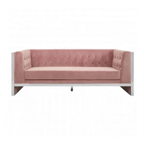 Vogue 3 Seat Pink Velvet Sofa