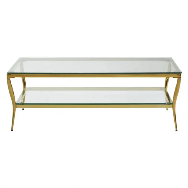 Contemporary Gold Finish Luxe Coffee Table
