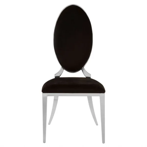 Contemporary Oval Back Velvet Dining Chair