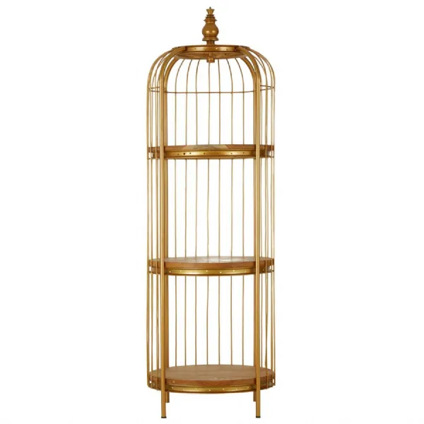 Mantis Medium Gold Finish Birdcage Shelf Unit