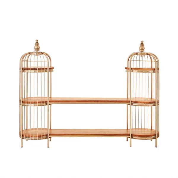 Mantis Long Champagne Birdcage Shelf Unit