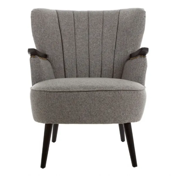 Textured Grey Ribbed Retro Armchair